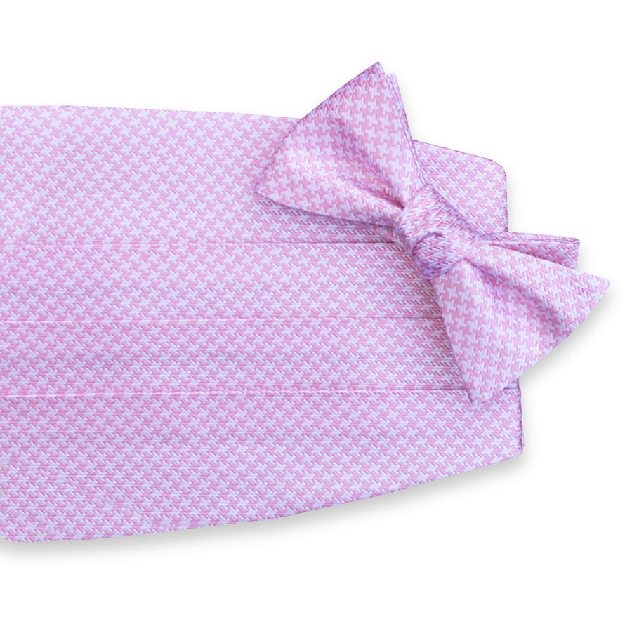 Houndstooth: Cummerbund Set - Pink/White