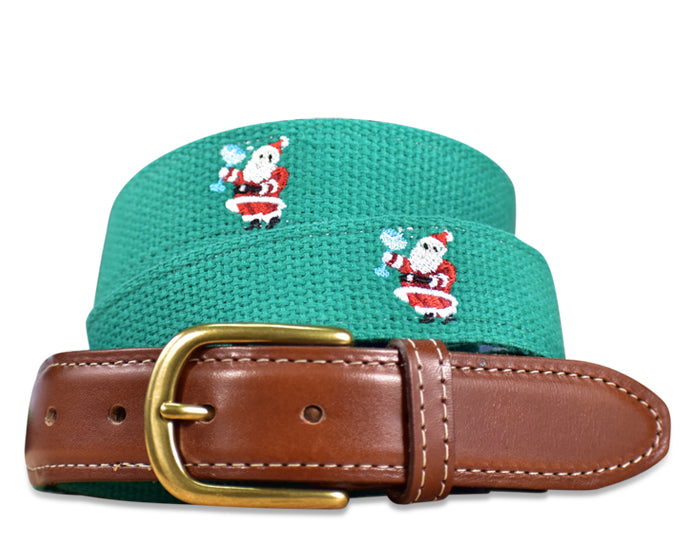 Santa Salud: Embroidered Belt - Green