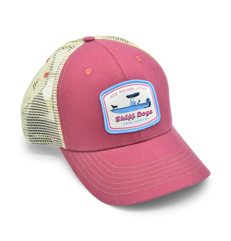 Skiff Dogs Logo: Badged Trucker Cap - Port Side Red