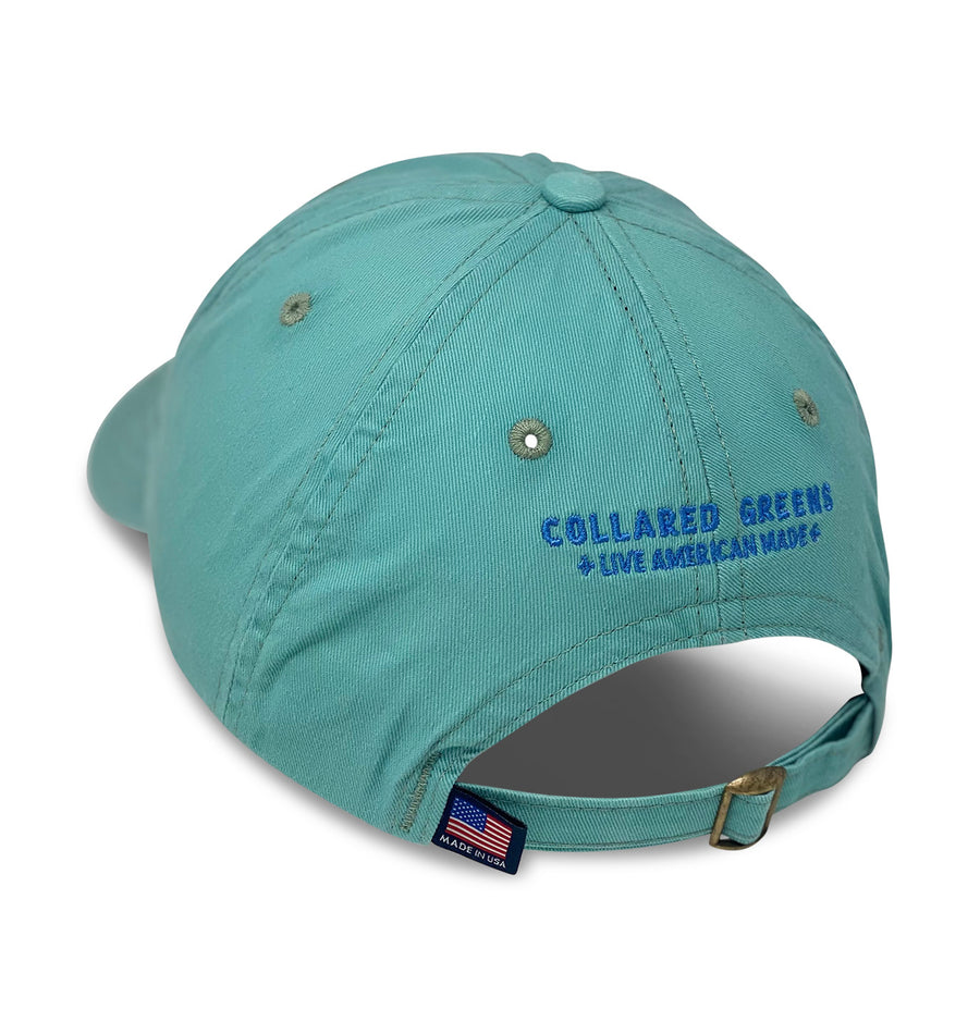 Blue Crab: Embroidered Twill Cap - Gulf Aqua