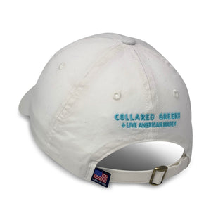 Blue Crab: Embroidered Twill Cap - White