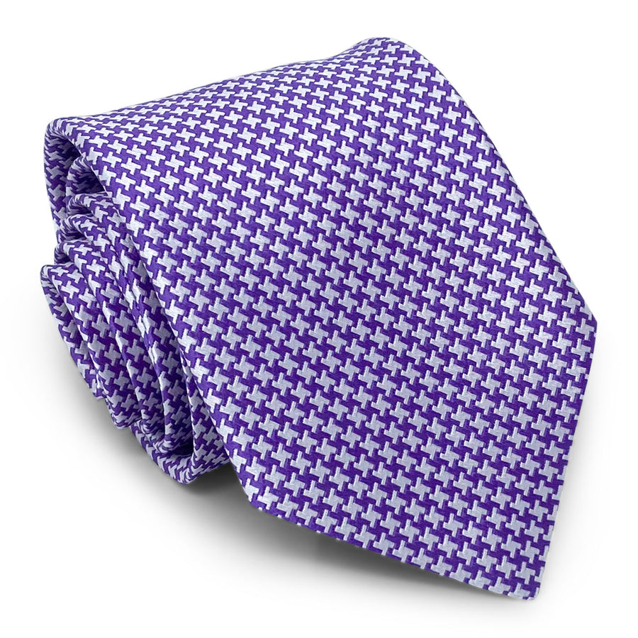 Houndstooth: Tie - Purple/White