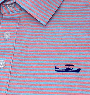 Skiff Dogs: Slack Tide Polo - Coral/Light Blue