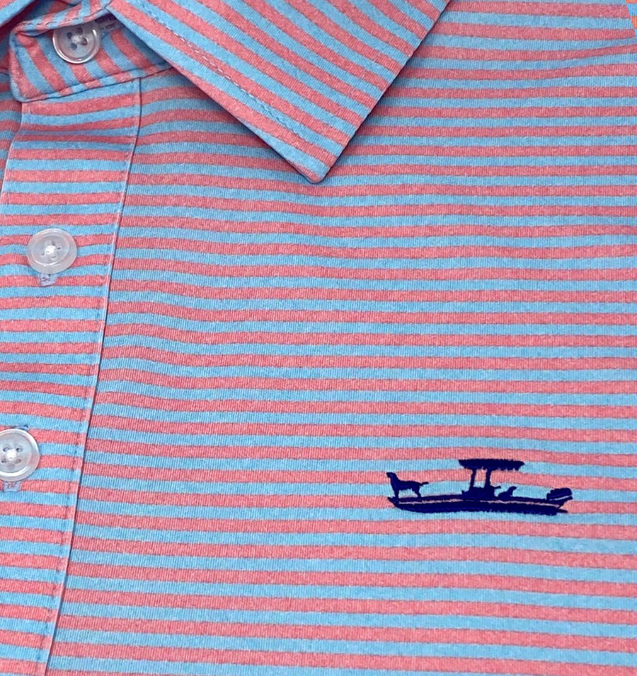 Skiff Dogs: Slack Tide Polo - Coral/Light Blue