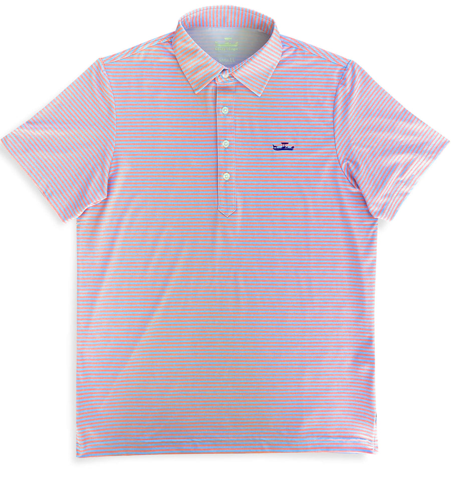 Skiff Dogs: Slack Tide Polo - Coral/Light Blue