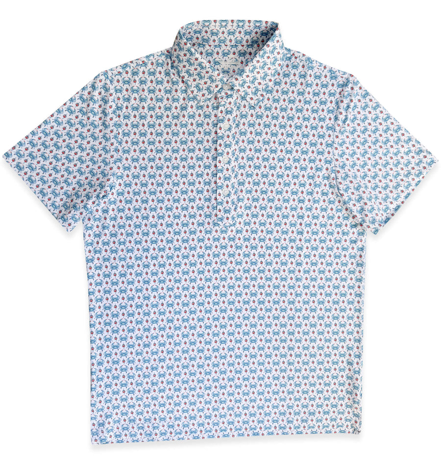 Blue Crab: Upcycled Club Polo - White