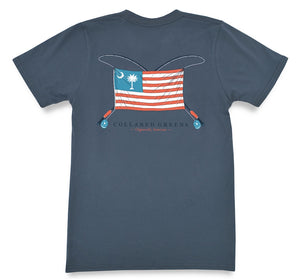 Charleston Rod & Reel: Short Sleeve T-Shirt - Steel Blue