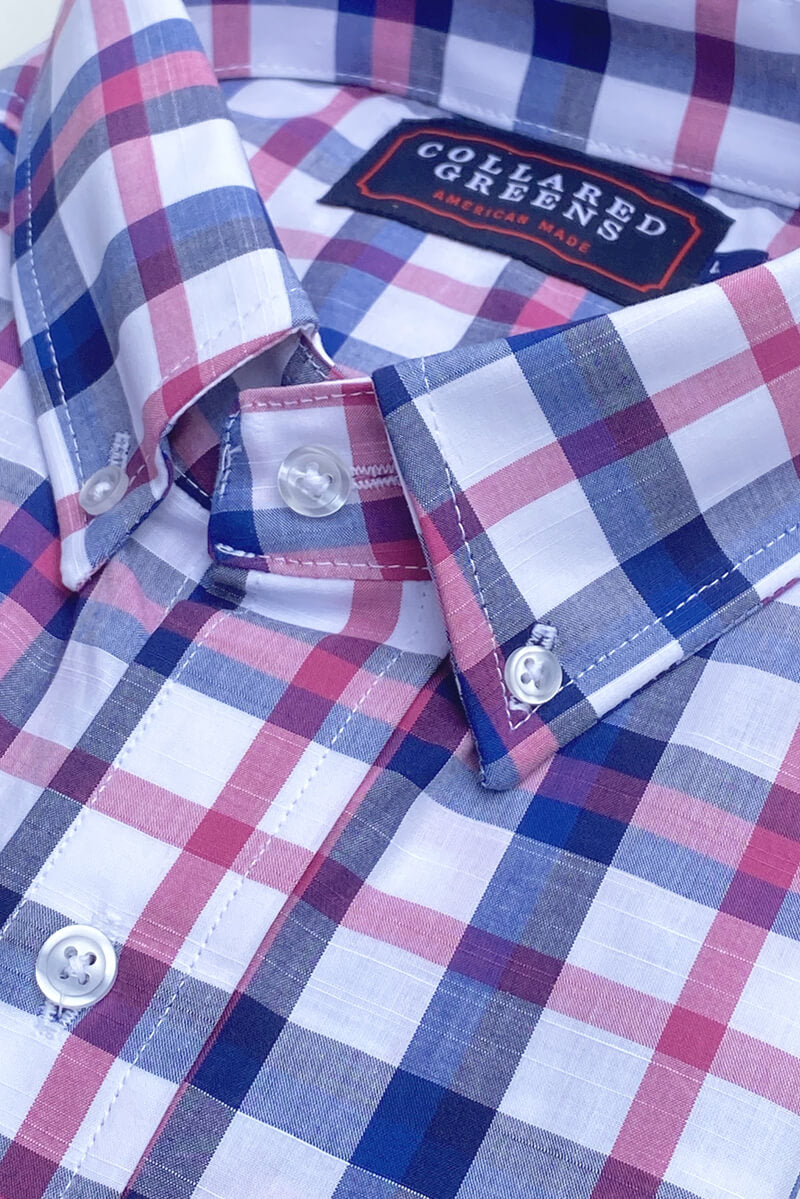 pink and blue gingham shirt