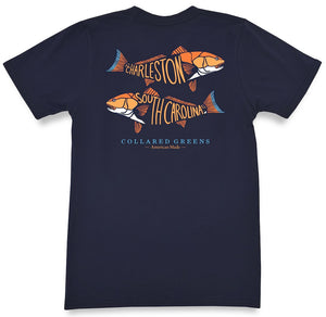 Charleston Red Fish: Short Sleeve T-Shirt - Navy