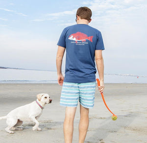 Good Boy: Short Sleeve T-Shirt - Yellow Lab on Steel Blue